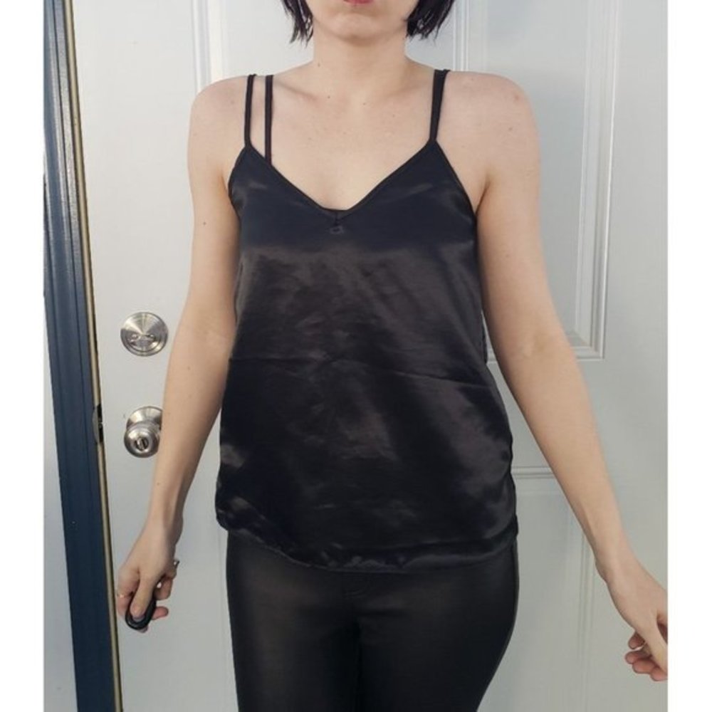 Black Satin‎ Criss Cross Detail Camisole